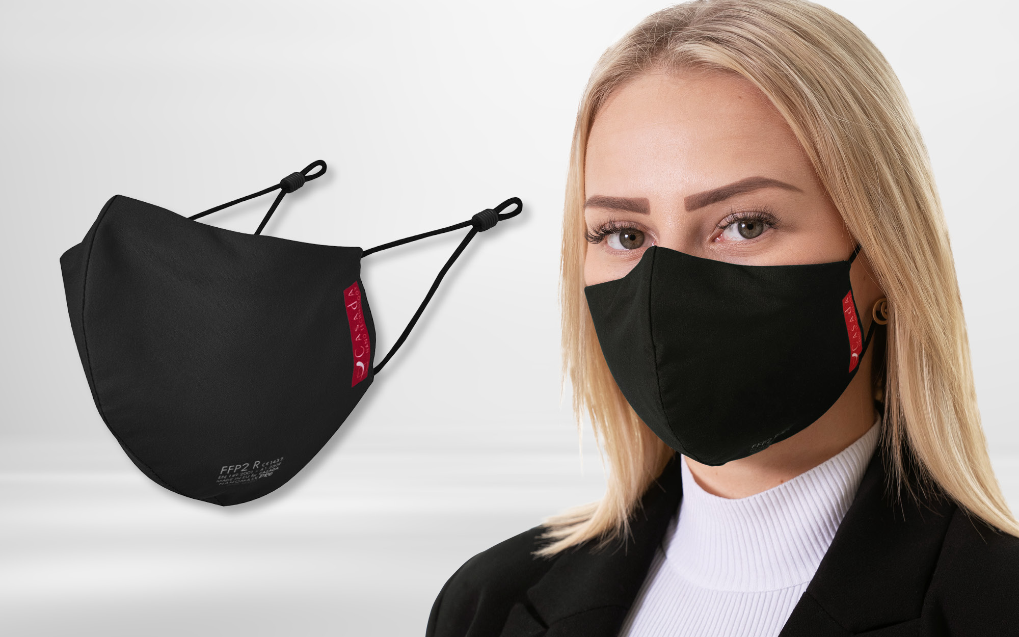Zertifizierte FFP2 R Nano-Maske-PRO mit verstellbaren Ohrclips