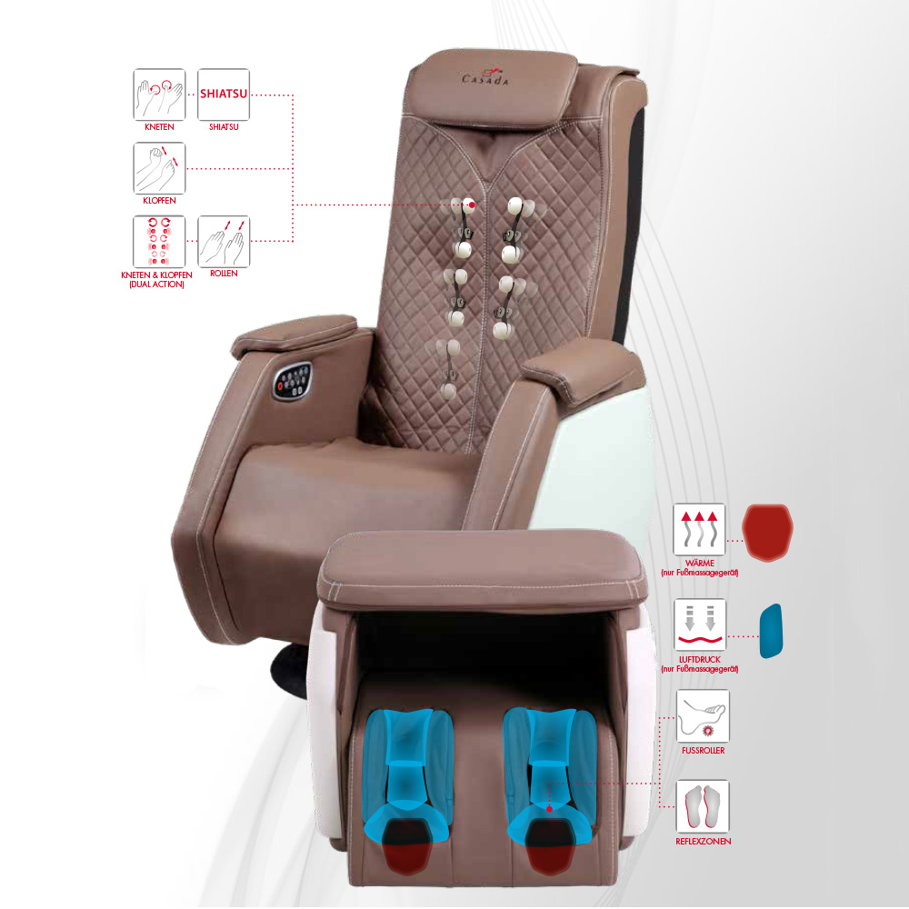Smart V-Massagesessel khaki/weiß