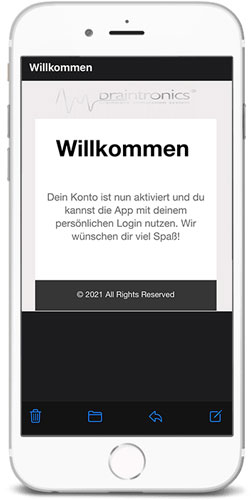 braintronics® II App Willkommensbildschirm